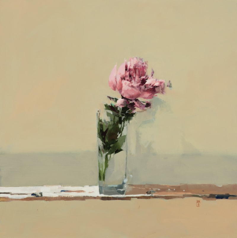 Alex Kanevsky Peony Variations 1, 2019 Oil on board, 18 x 18 inches