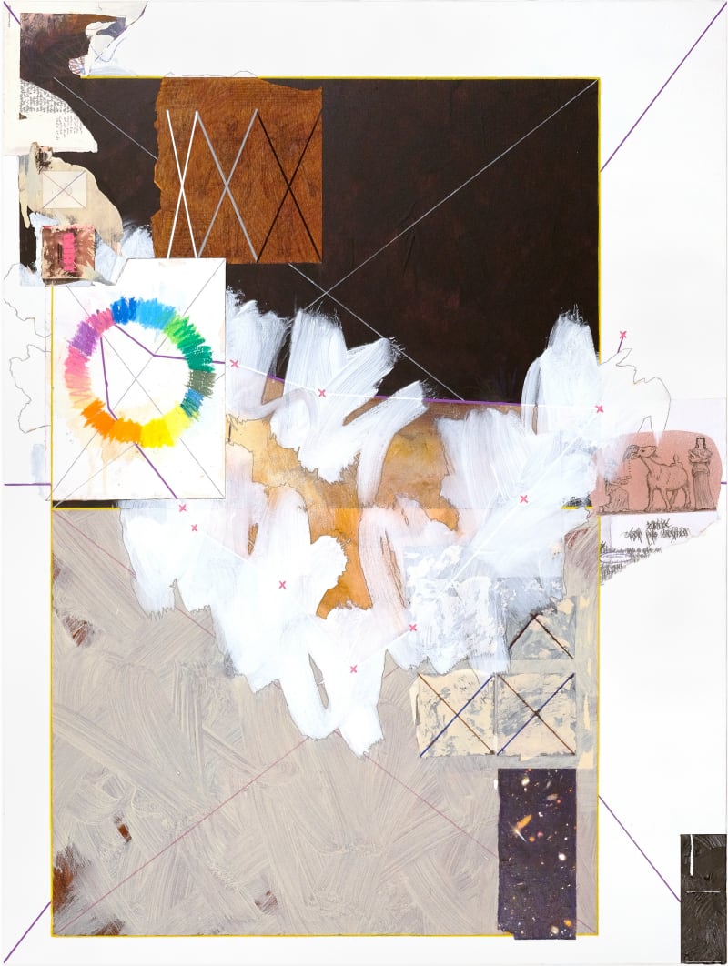 Edward Holland The Goat (Version 21), 2024 Acrylic, charcoal, colored pencil, graphite, ink, marker, and oil pastel on canvas with...