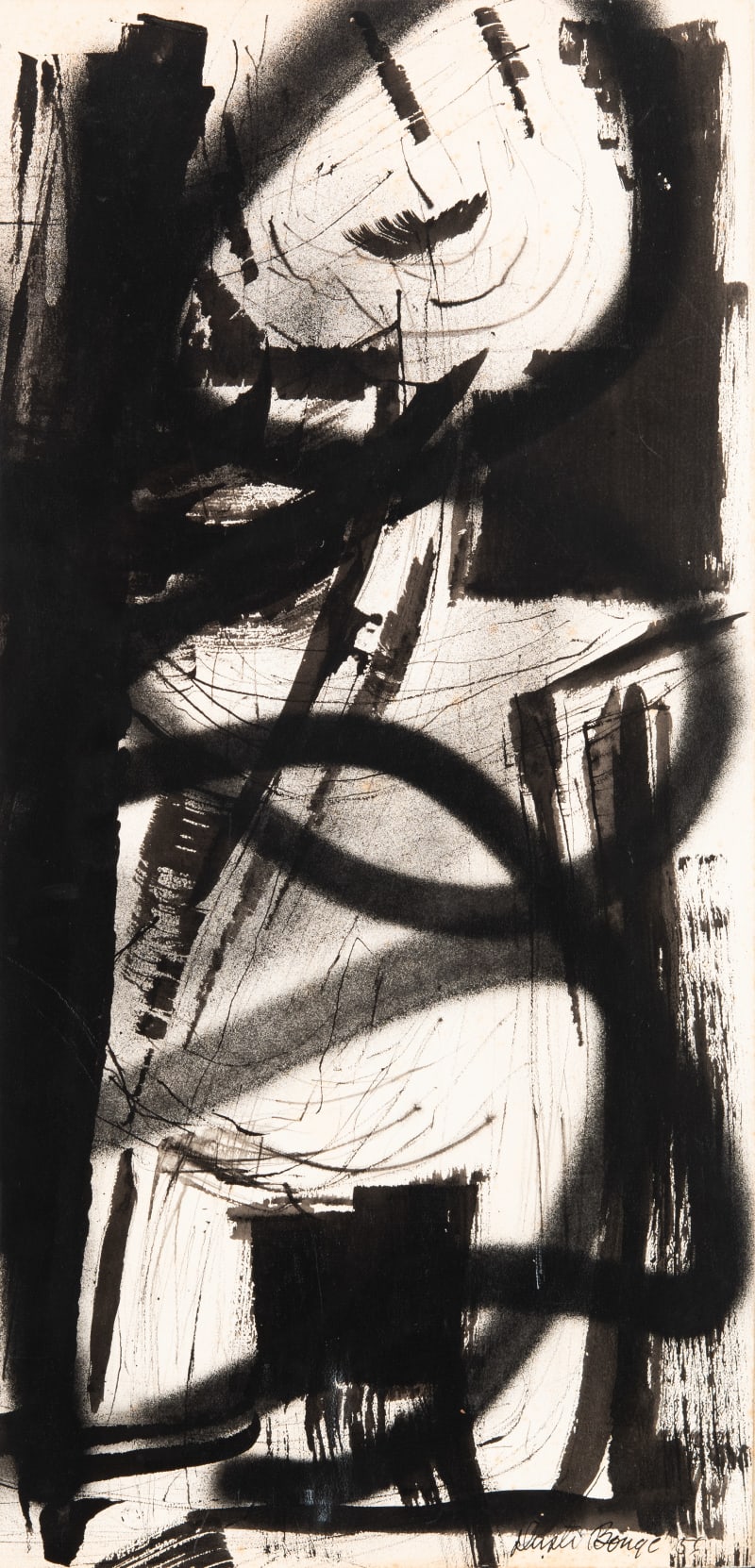 Dusti Bongé Untitled (Black Abstract), 1956 Ink on paperboard, 26 x 12 1/2 in. (66 x 31.8 cm)