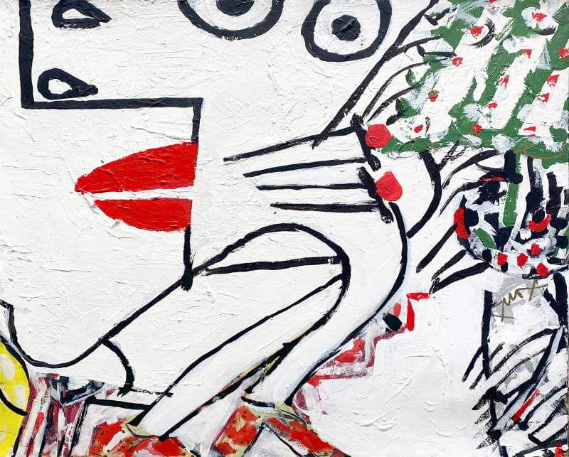 Knox Martin Woman and Plant, 2010/2015 Acrylic on linen, 18 x 22 inches (45.7 x 55.9 cm)