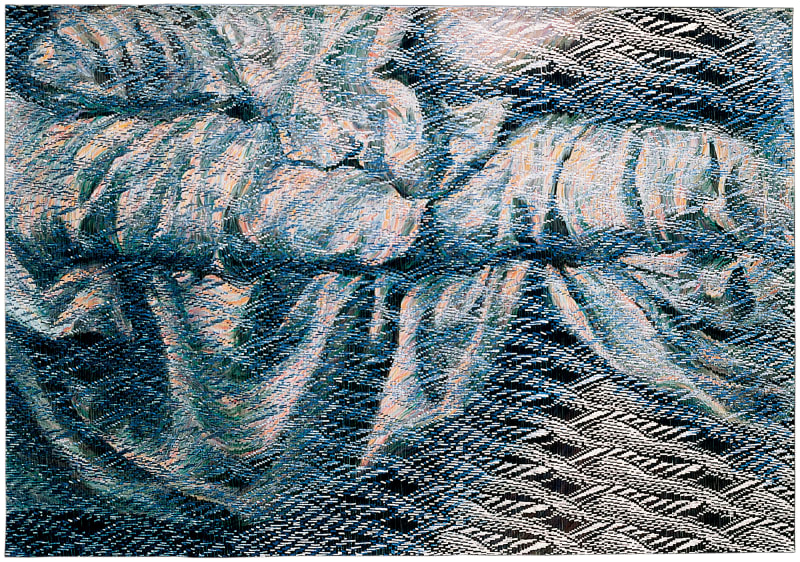 Lia Cook Material Pleasures: Artemisia, 1993 Acrylic on linen, dyes on rayon, woven, 53 x 77 in. (134.6 x 195.6...