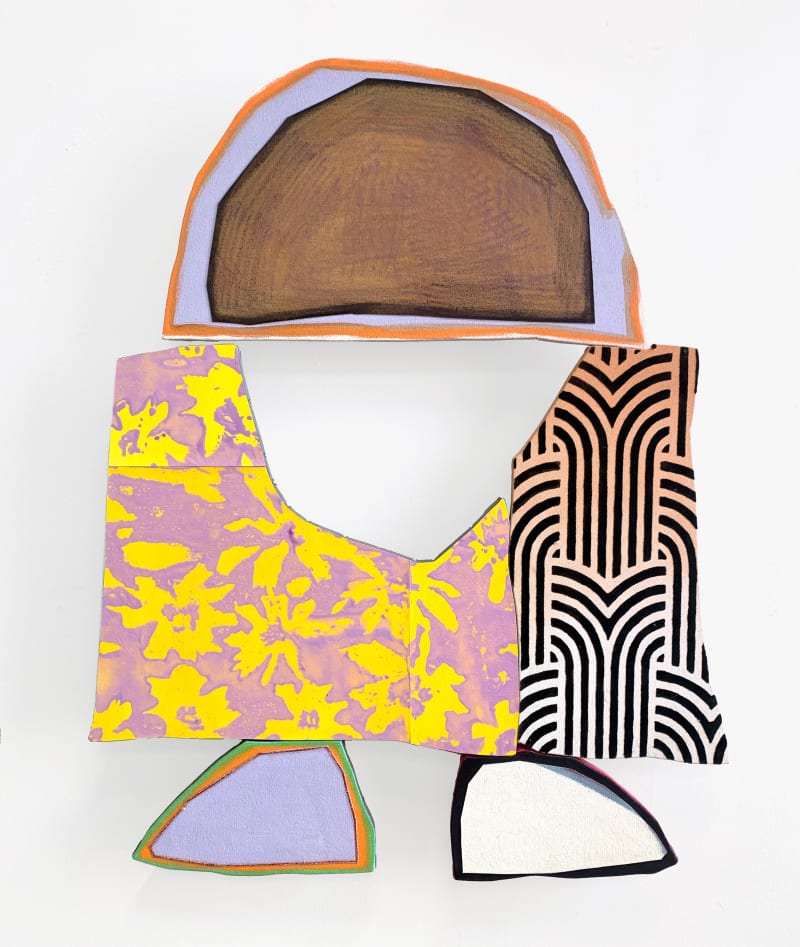 Justine Hill Sputnik 8 (small), 2022 Acrylic, colored pencil, flocking powder, and paper on canvas, 31 x 25 in. (78.7...