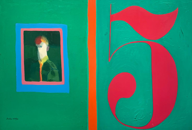 Ralph Della-Volpe Number 5 & Portrait of Jockey, 1965 Oil on canvas, 40 x 60 inches