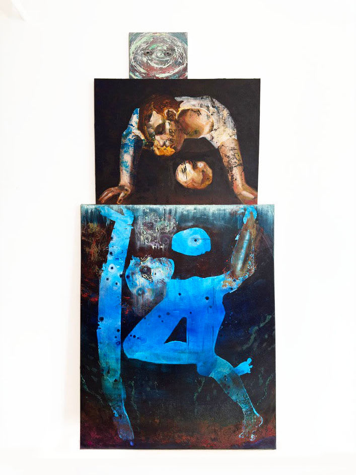 Anna Berghuis Triptych (Narcissus), 2025 Oil on canvas , 101 x 48 in. (256.5 x 121.9 cm)