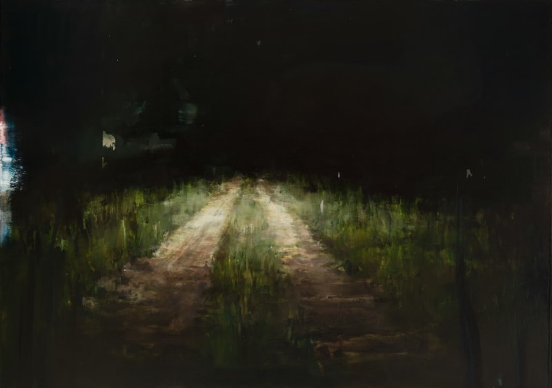 Alex Kanevsky Road with Headlights, 2019 Oil on canvas, 42 x 60 in. (106.7 x 152.4 cm)