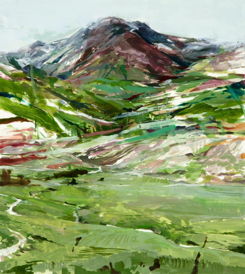 Alex Kanevsky The Mountain with the Valley, 2018 Oil on Mylar mounted on board, 22 3/8 x 20 1/8 inches...