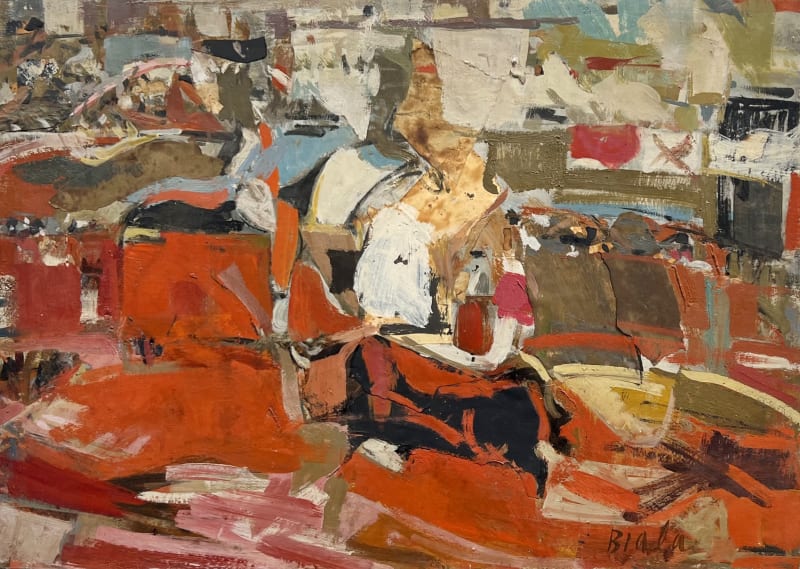 Janice Biala Bullfight, 1956 Oil and collage on canvas, 24 x 36 in. (61 x 91.4 cm)