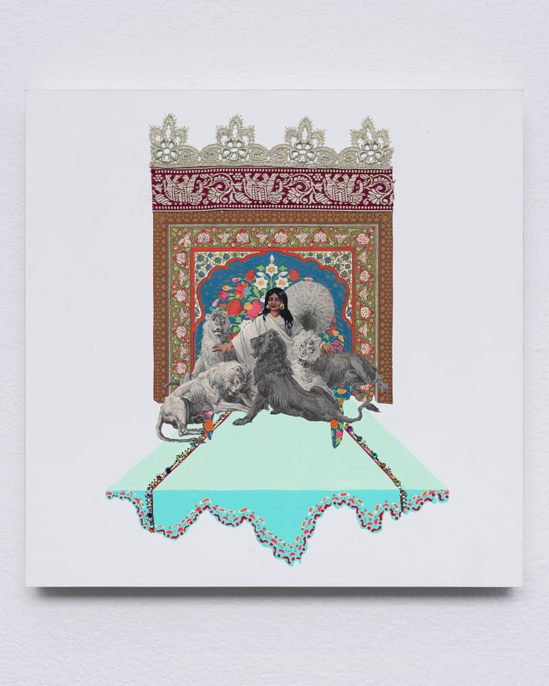 Suchitra Mattai In Her Head, 2021 19th century colonial print, book page from 'A Grammar of Ornament,' bindis, gouache, and...