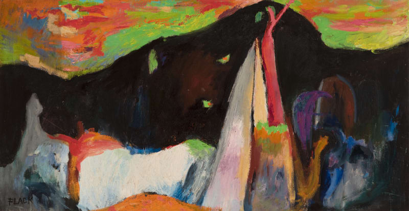 Audrey Flack Magic Hour, 1948–49 Oil on canvas, 17 1/2 x 33 1/2 inches (44.5 x 85.1 cm)