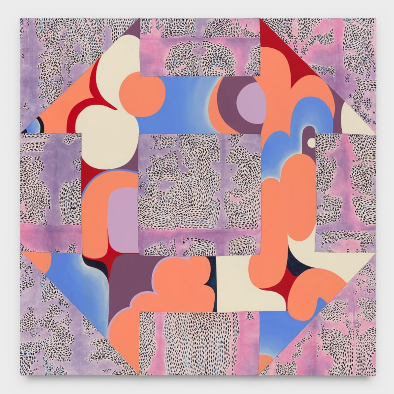 Debbi Kenote Churn Dash, 2022 Acrylic on sewn linen and dyed canvas, 36 x 36 in. (91.4 x 91.4 cm)