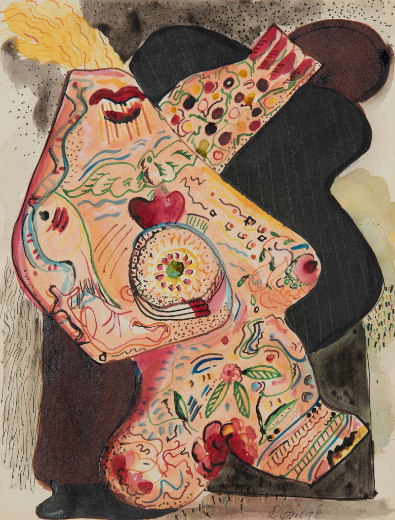 Dusti Bongé, Untitled (Surrealist Nude Female with Tattoos), circa 1945