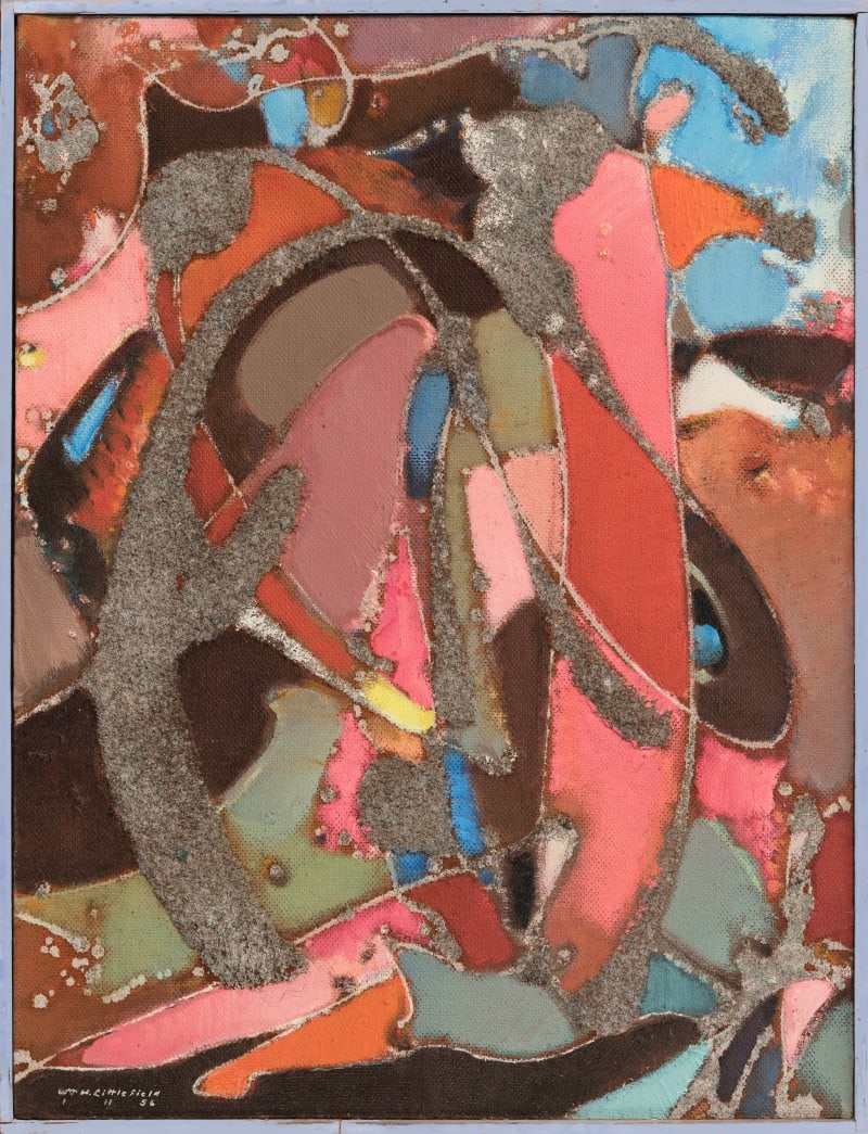 William H. Littlefield In a Metaphysical Vein, 1956 Oil and sand on board in artist's frame, 24 x 18 in....