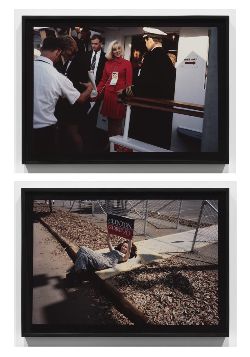Allan Sekula Republican boat ride, San Diego from 'Dead Letter Office'; 'Free speech area' outside the Republican convention, San Diego...