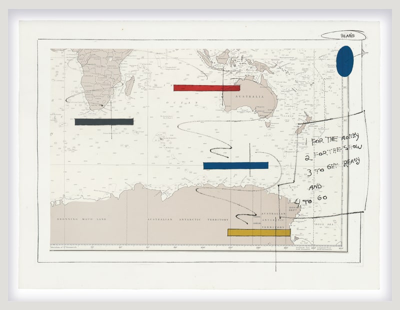 Lawrence Weiner ISLANDS IN THE STORM IV, 1990 Photogravure, etching, aquatint, and softground on Chine collé, mounted on Somerset paper...