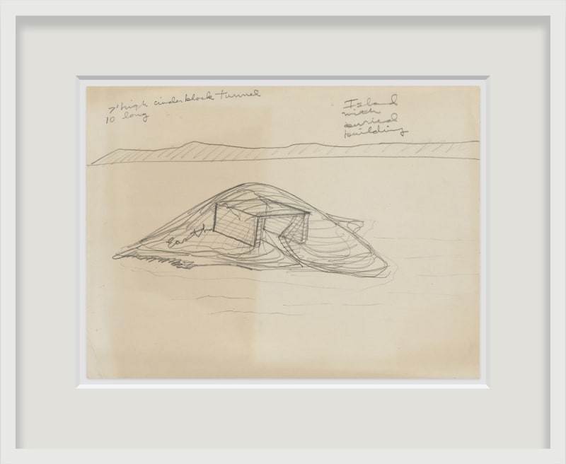 Robert Smithson Island with buried building, n.d.