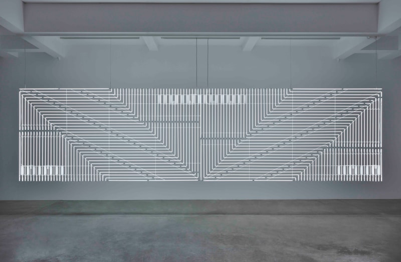 Cerith Wyn Evans Neon after Stella (Study for Valle de los Caidos), 2022 White neon 80 7/8 x 318 1/8...
