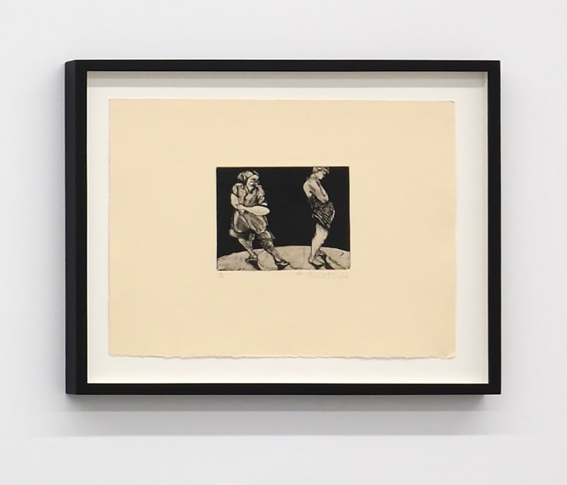 William Kentridge Domestic Scenes 34: Woman in Towel + Companion (2 states), 1980 Hard-ground etching and aquatint on Crème wove...