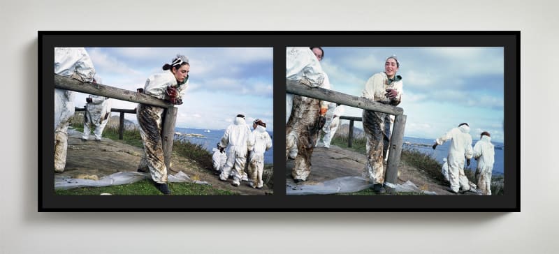 Allan Sekula Volunteer watching, volunteer smiling (Isla de Ons, 12/19/02), 2002