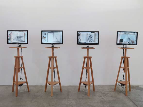 William Kentridge Installation of 4 Films: 'Cat'; 'L'Exploration du Sahara (World on its Hind Legs)', 'Intoxicating Liquor Cash Sales', 'Breathe',...