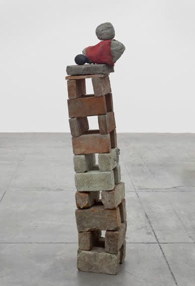 Abraham Cruzvillegas Punny self portrait after falling from a hammock reading aloud Dylan Thomas' 'Vision and Prayer' and listening to...