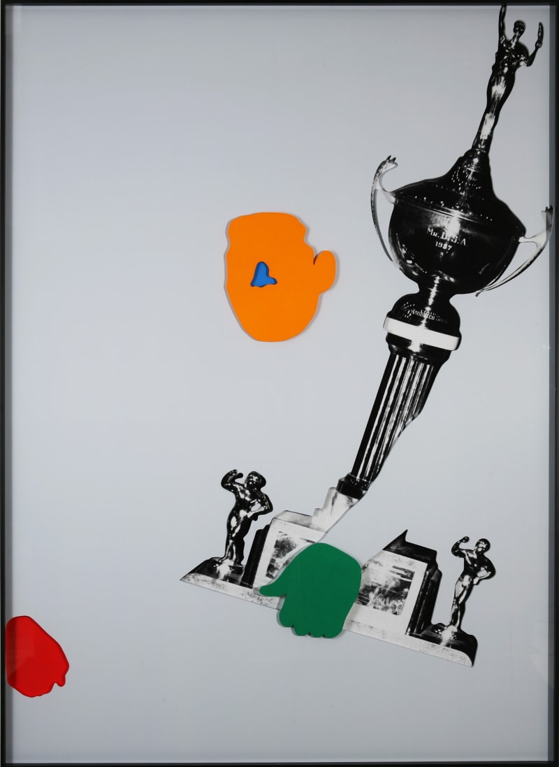 John Baldessari Noses & Ears, Etc. (Part Two): Face (Orange) with (Blue) Nose, (Red and Green) Hands and Trophy, 2006