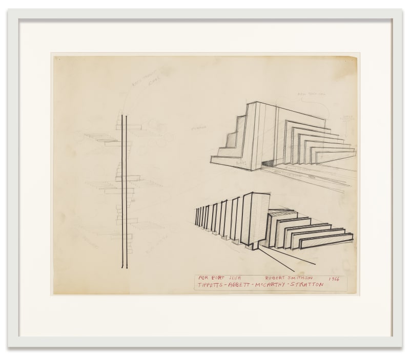 Robert Smithson Airport Idea [Tippetts, Abbett, McCarthy, Stratton], 1966 Pen, pencil and colored pencil on paper Paper: 19 x 24...