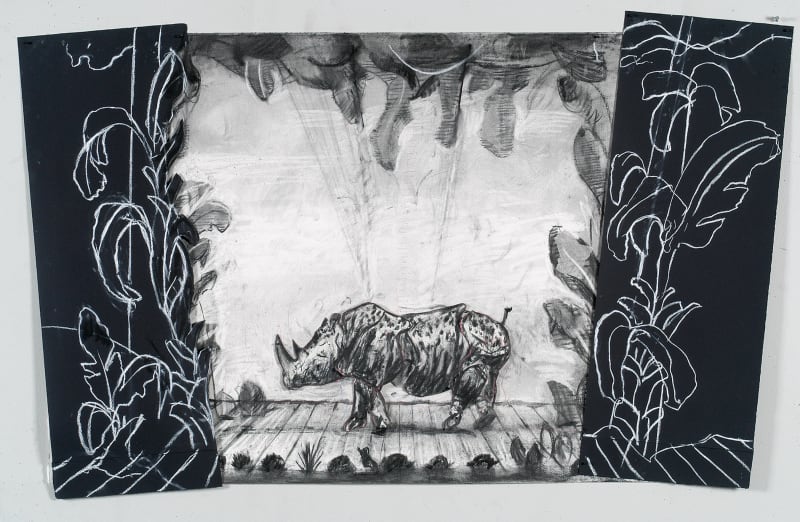 William Kentridge Drawing for 'Preparing the Flute', (Rhino on stage),, 2005