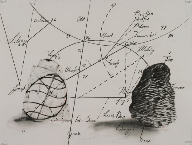 William Kentridge Drawing for 'Preparing the Flute', (Rock and diagram), 2005
