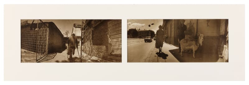 Boris Mikhailov By the Ground, 1991 Gelatin silver print, photomontage, toned Mat: 8 1/4 x 26 in. (21 x 66...