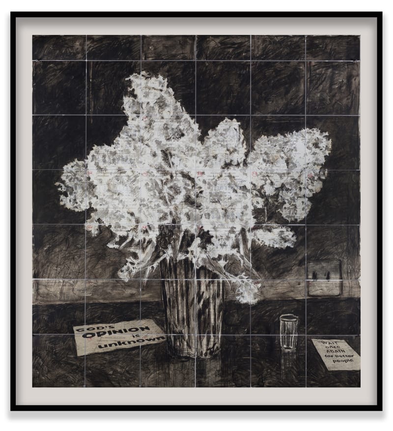 William Kentridge Hyacinths (Wait Once Again for Better People), 2020 Lithograph on paper, pasted onto 100% cotton fabric Sheet: 64...