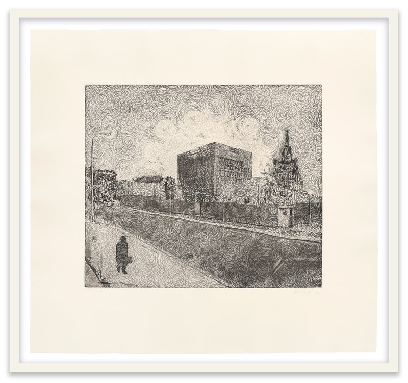 Richard Artschwager Building Riddled with Listening Devices: Beta, 1990 Etching, aquatint, and drypoint with scraping on Arches watercolor paper Plate:...