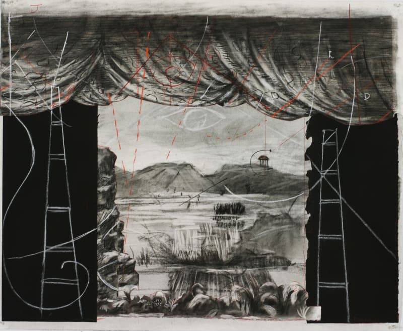 William Kentridge Drawing for 'Preparing the Flute', (Collage stage setting), 2005