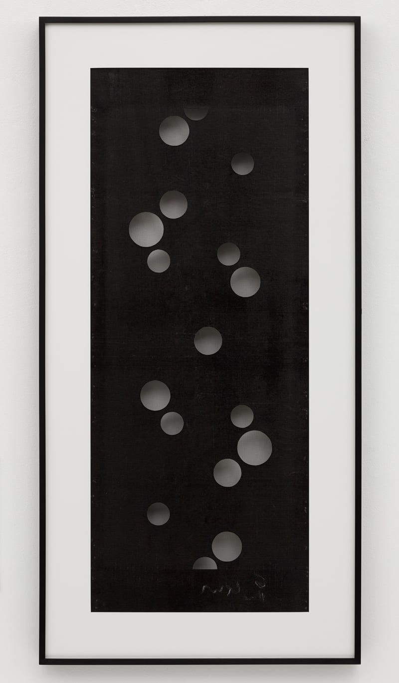Cerith Wyn Evans Katagami Screen 13, 2015 Paper stencil, mulberry paper, persimmon lacquer and silk thread, artist frame Frame: 49...