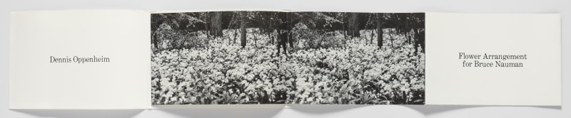 Dennis Oppenheim Flower Arrangement for Bruce Nauman, 1969 Offset lithograph on paper, 8 pages, folded, with cover Folded: 6 5/8...