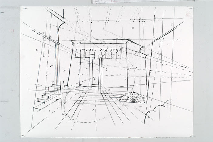 William Kentridge Drawing for 'Preparing the Flute', (Temple outline), 2005