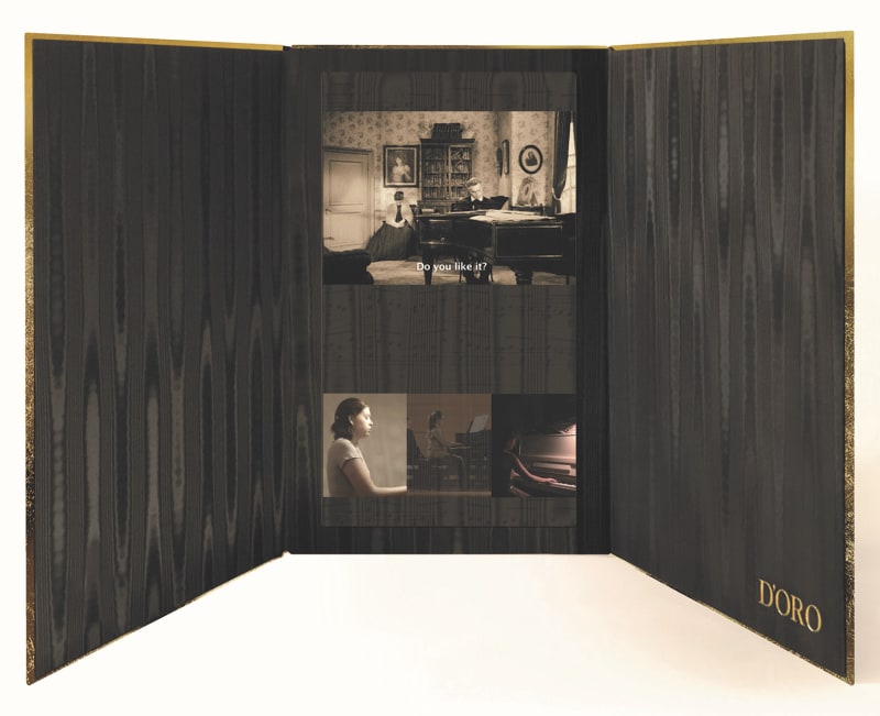 Dara Birnbaum Arabesque, Special Limited Edition, 2021 Digital video fine art book with golden cover, color video, stereo sound; 6...