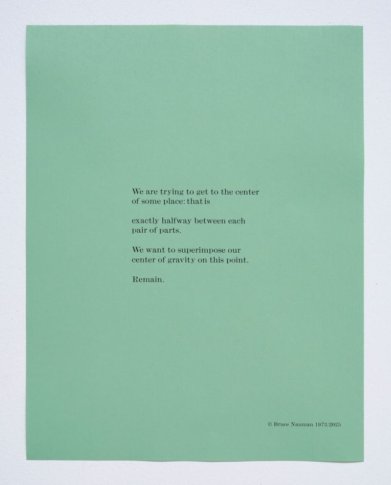 Bruce Nauman Text for a Room, 1973/2025 Wallboard, text on paper Dimensions variable
