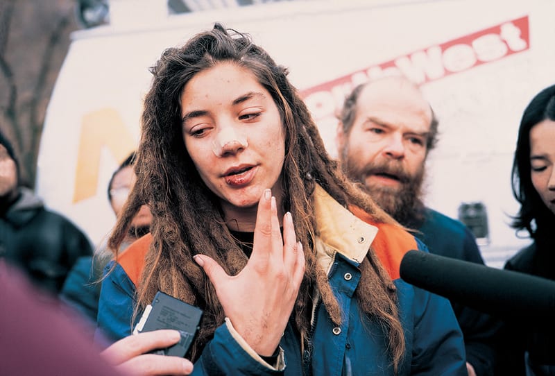 Allan Sekula Portrait of Kaela Economou, beaten by the Seattle police, 2 December 1999 from 'TITANIC'S wake', 1998/2000