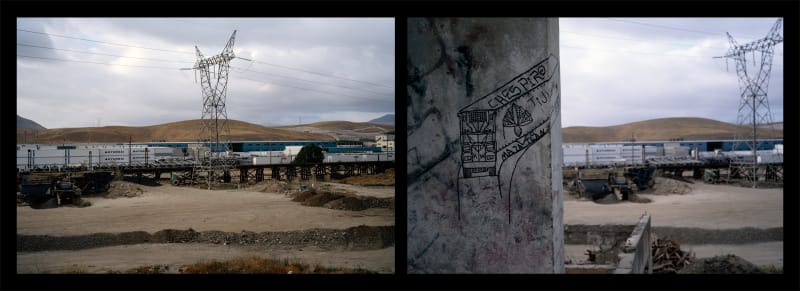 Allan Sekula Hyundai container factory and trucker's graffiti, Tijuana from 'Dead Letter Office', 1996-1997