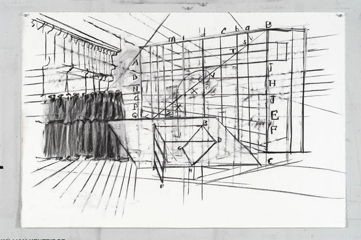 William Kentridge Drawing for 'Preparing the Flute', (Diagram with letters), 2005