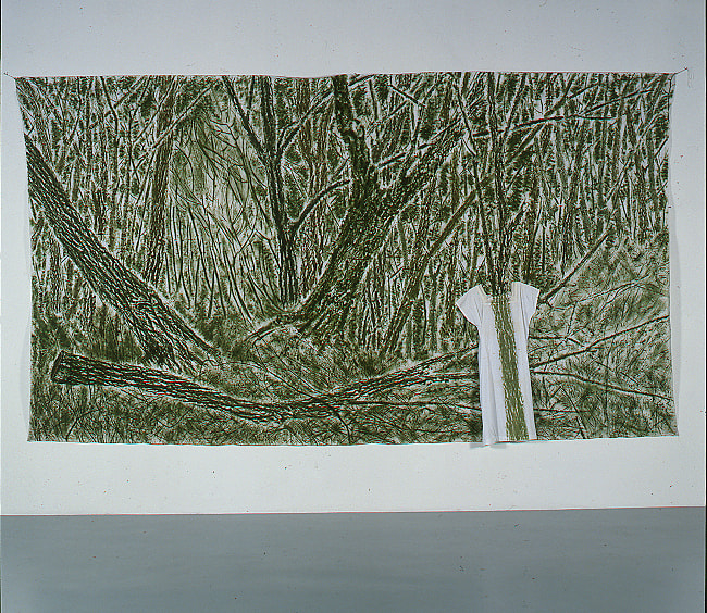 Giuseppe Penone Il Verde del Bosco (large green drawing w/ dress), 1984