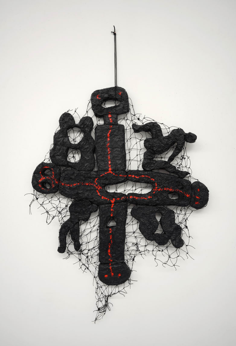 Annette Messager Laissons aller (les amoureux), 2022 Polyurethane foam, black wrap, acrylic paint, net 45 1/4 x 27 1/2 x...