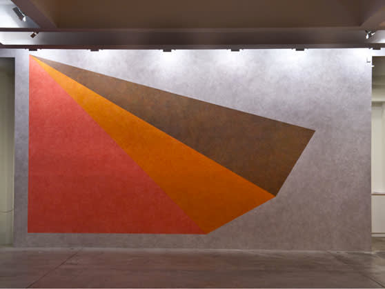 Sol LeWitt Wall Drawing #443: Asymmetrical pyramid with color ink washes superimposed, 1985
