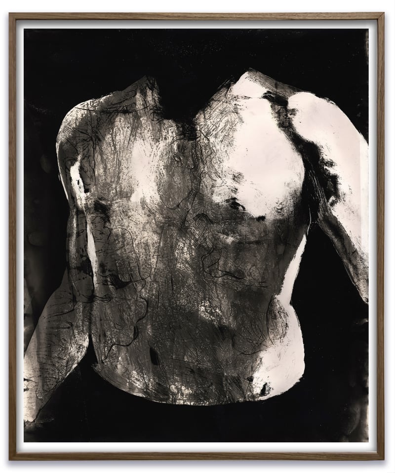 Matt Saunders all the borders of itself (Torso Drawing) #4, 2019 Unique silver gelatin print Print: 23 7/8 x 20...