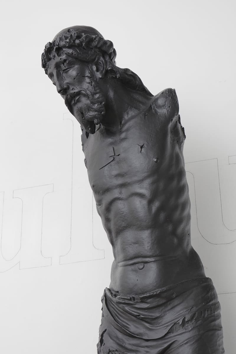 Danh Vo Fabulous Muscles, Take My Breath Away, 2018 Bronze, writing by Phung Vo Wall drawing: 69 1/4 x 60...