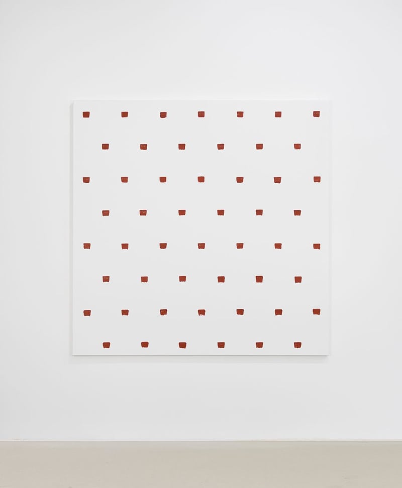 Niele Toroni Empreintes de pinceau n°50 à intervalles réguliers de 30 cm, 2016