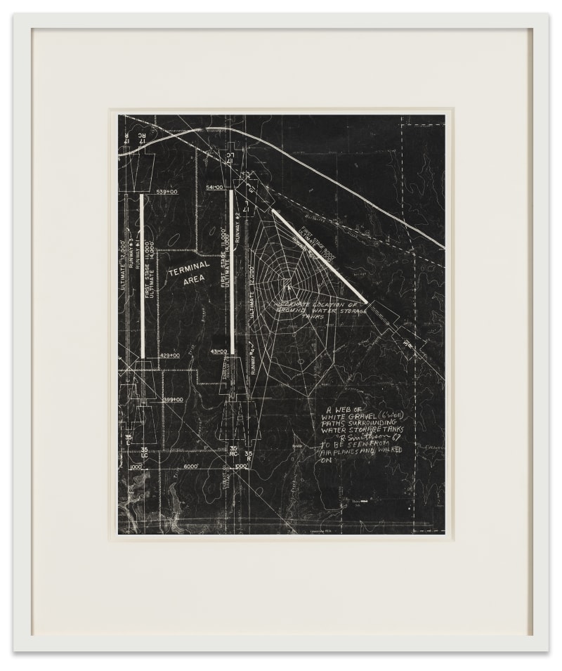 Robert Smithson A Web of White Gravel Paths, 1967 Photostat Paper: 10 x 8 in. (25.4 x 20.3 cm) Frame:...
