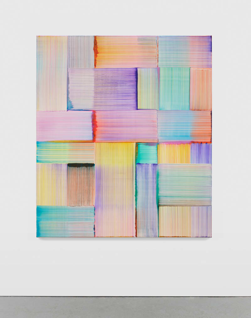 Bernard Frize Etom, 2024 Acrylic and resin on canvas 74 3/4 x 65 in. (190 x 165 cm)