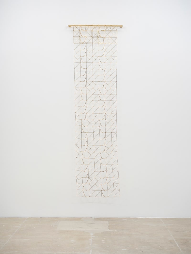 Leonor Antunes discrepancies with W.W. #6, 2025 Brass Dimensions variable Laid flat dims: 138x32'