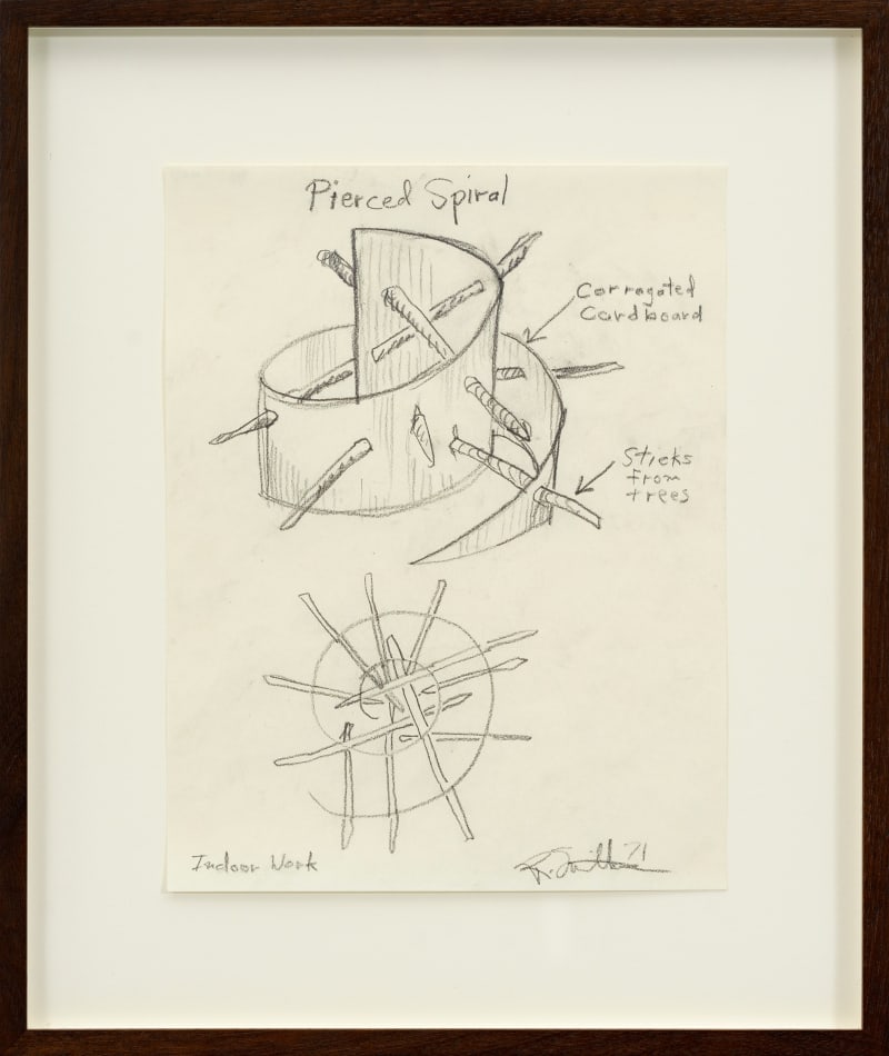 Robert Smithson Pierced Spiral, 1971 Pencil on paper Paper: 12 x 9 in. (30.5 x 22.9 cm) Frame: 15 7/8...